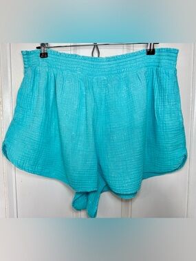 NWT Aerie Gauzy High Waisted Shorts - Teal Blue - XL
